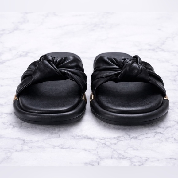 Coach Black Slide Sandals with Gold Accent - Picture 4 of 12